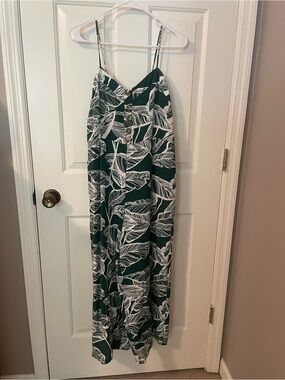 Green Leaf Print Jump Suit